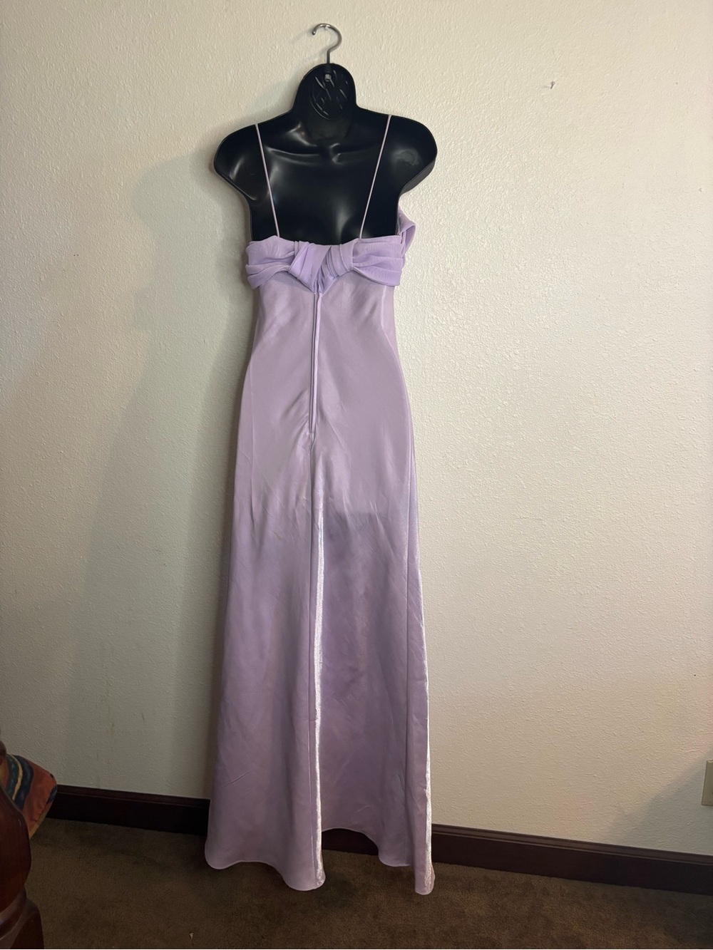 Backless Lavender Slip Dress with Draped Cowl Neck - Picture 3 of 4